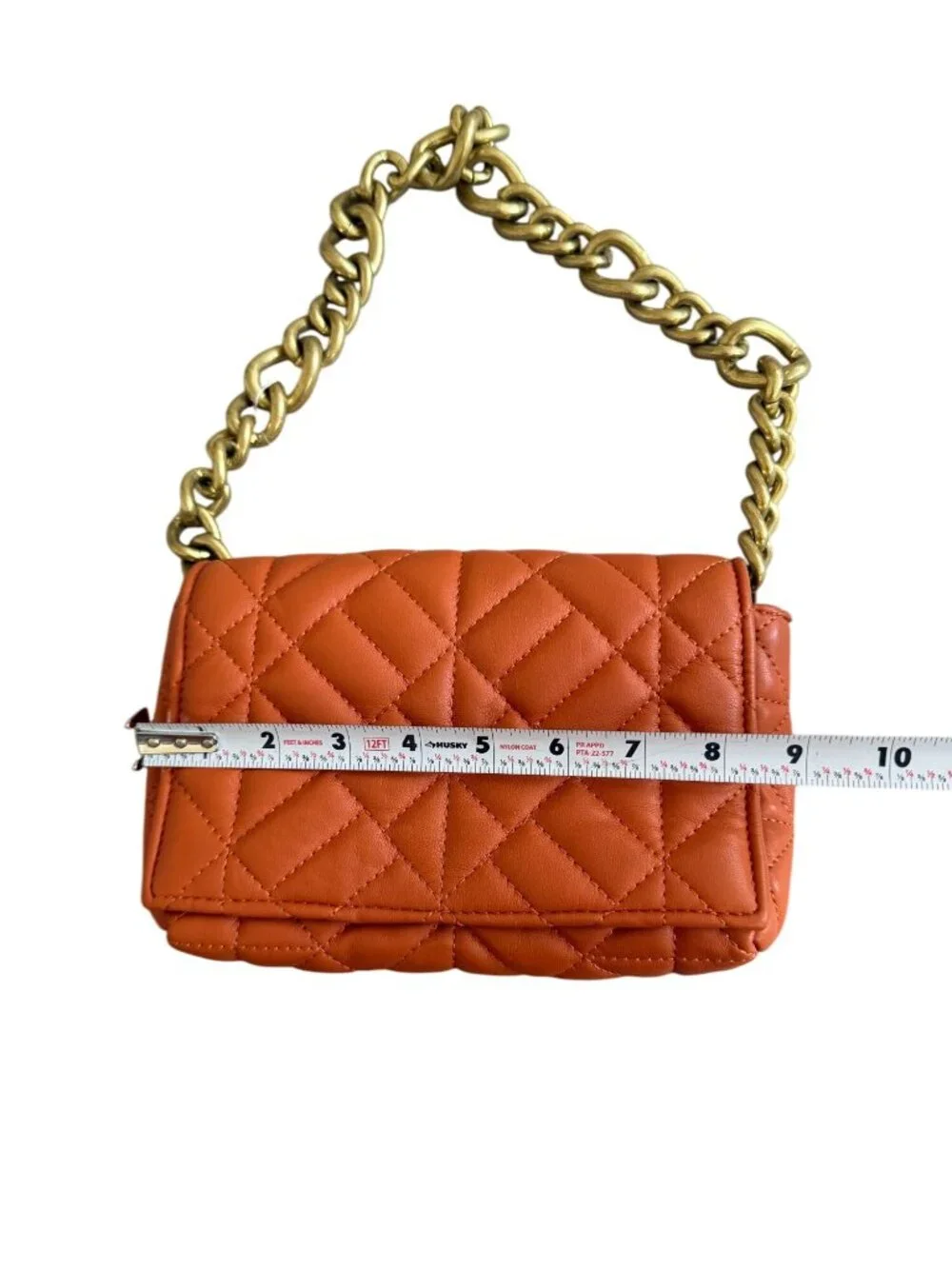 ZARA Orange Gold Chain Quilted Shoulder Bag